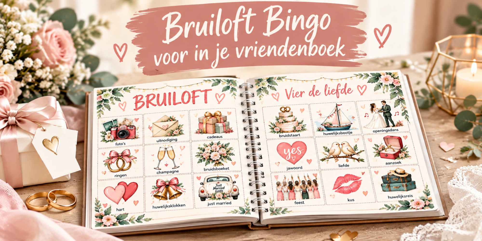 nieuw! bruiloft bingo voor in vriendenboek