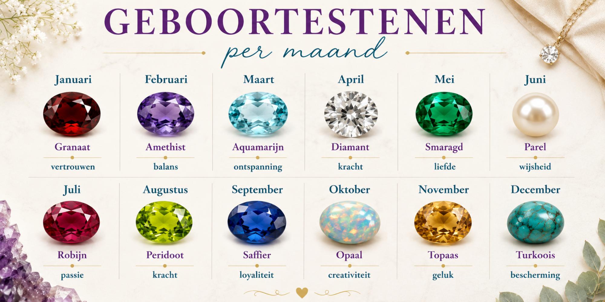 Voor elke maand een geboortesteen