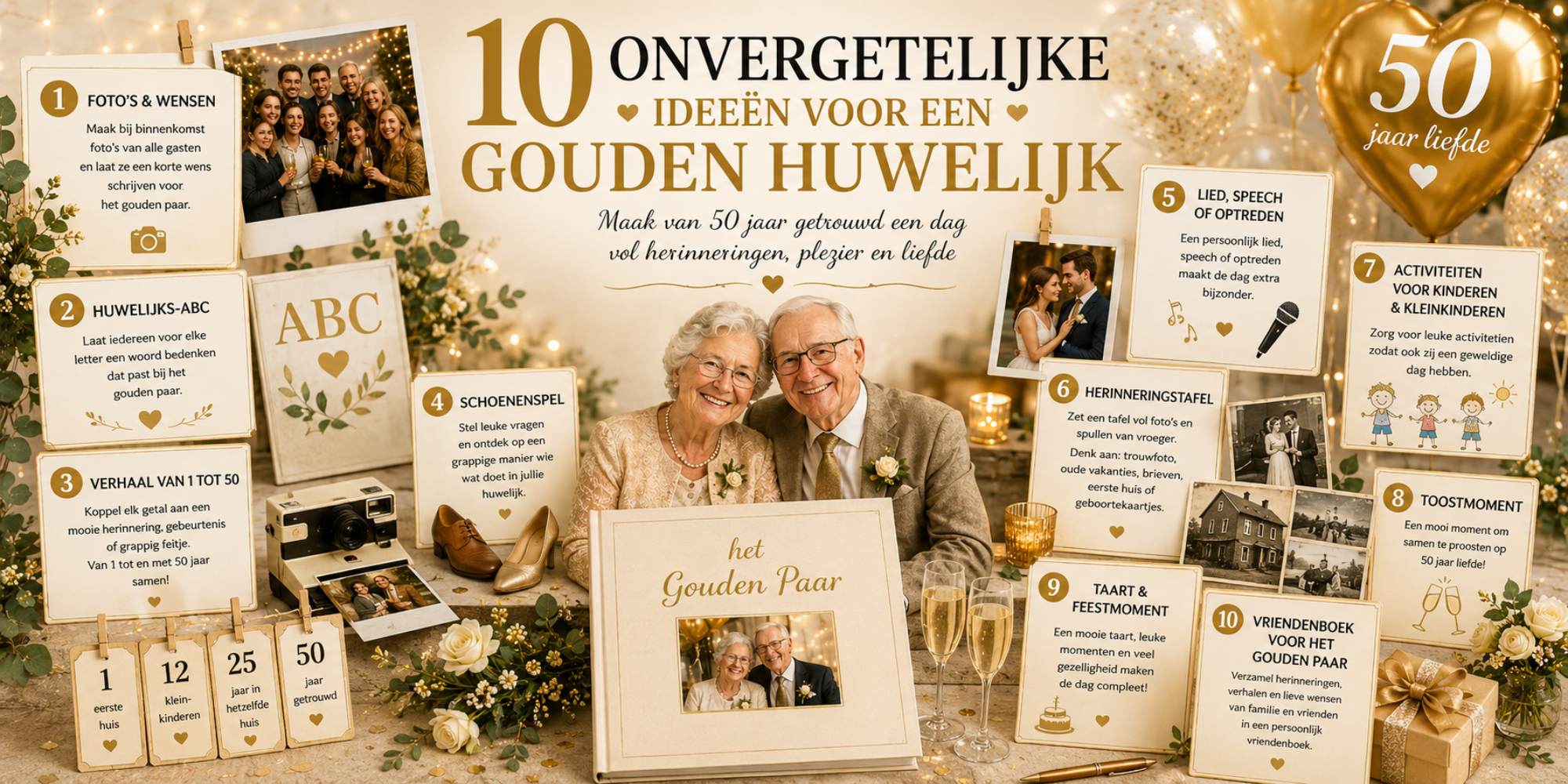 de allerleukste ideeën voor een gouden huwelijk