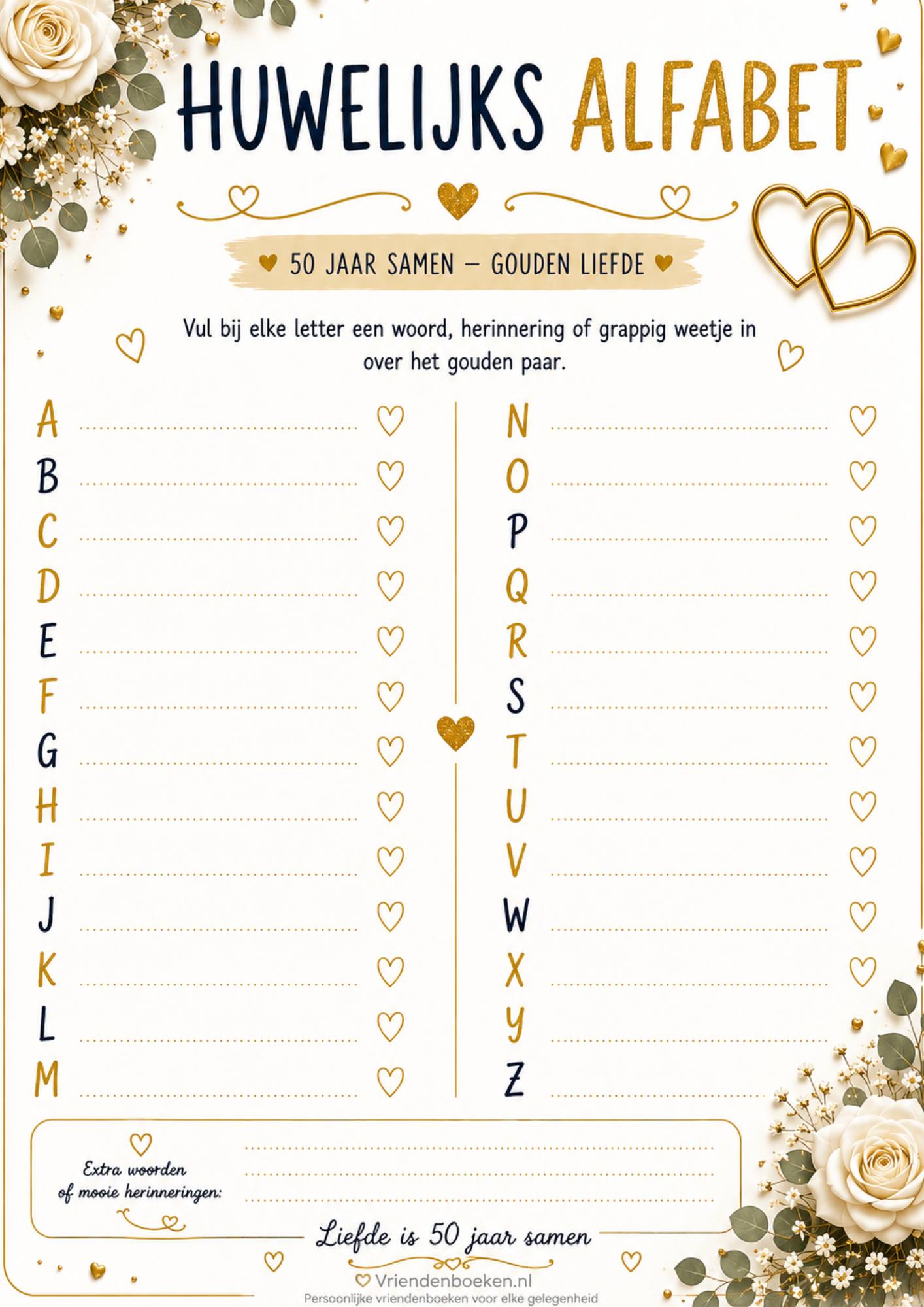 gouden huwelijksjubileum alfabet ABC gratis download