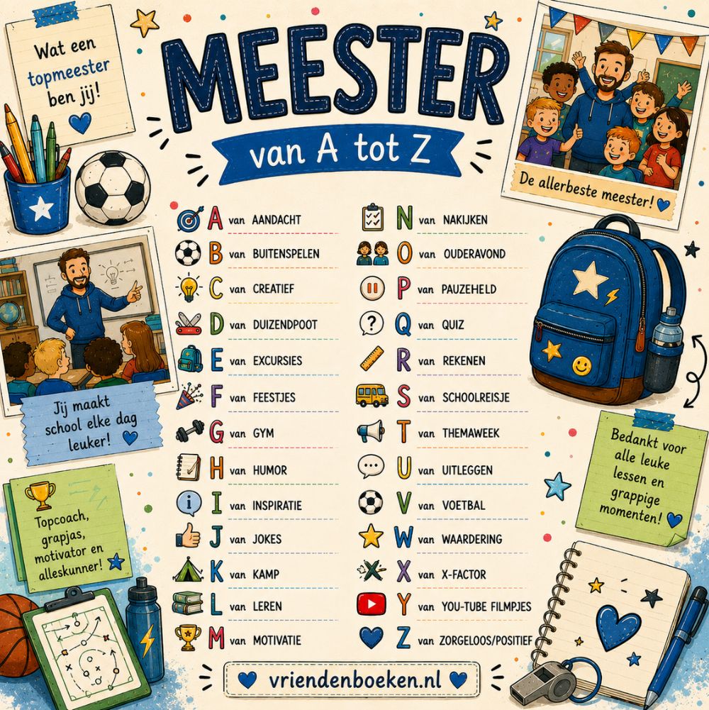 ABC alfabet meester basisschool afscheidscadeau