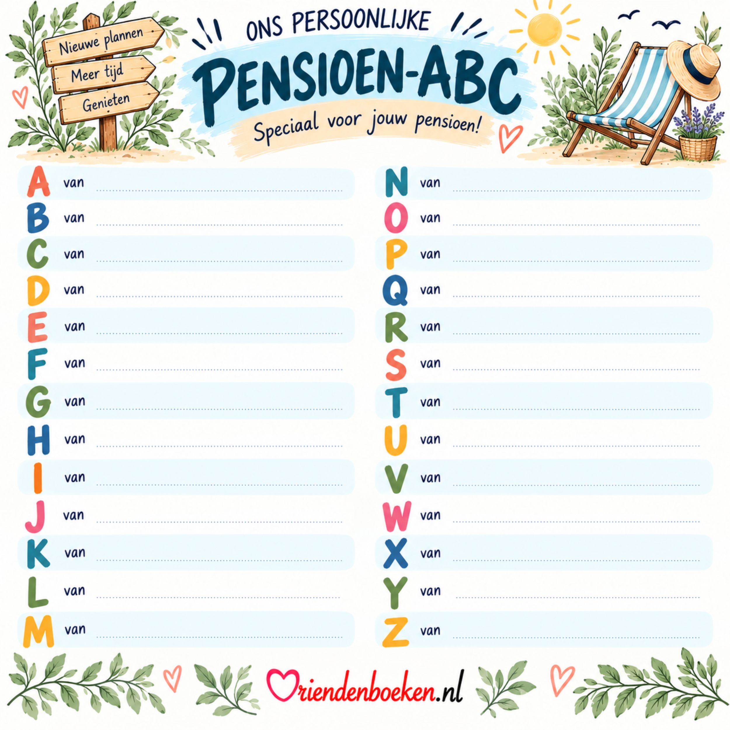 leeg pensioen ABC om zelf in te vullen