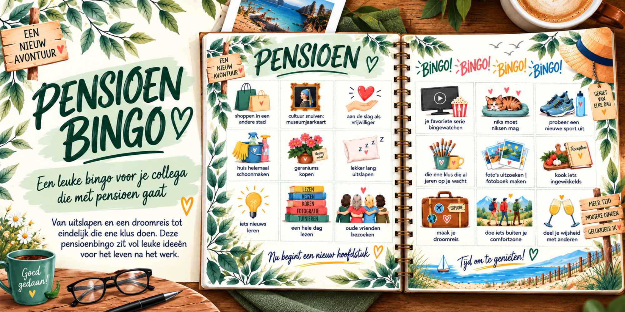 nieuw! pensioen bingo sfeerblad vriendenboek