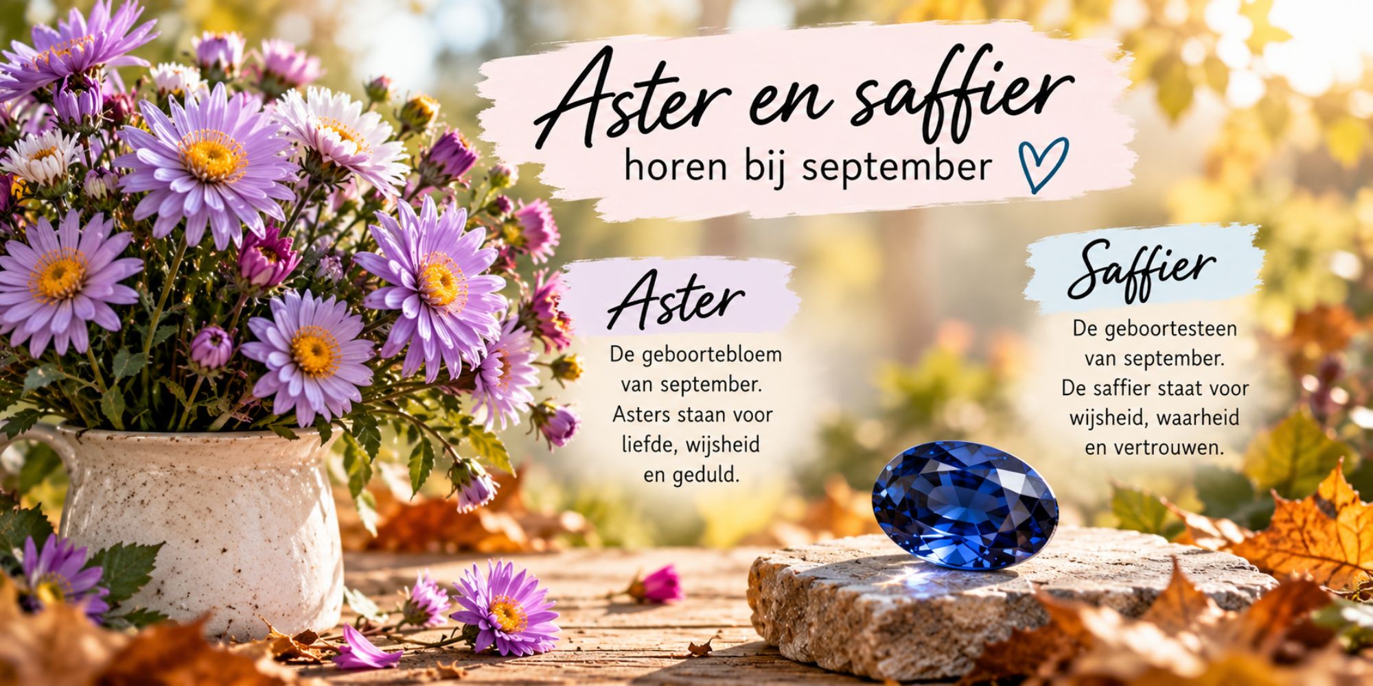 september herfstmaand aster saffier geboortebloem geboortesteen
