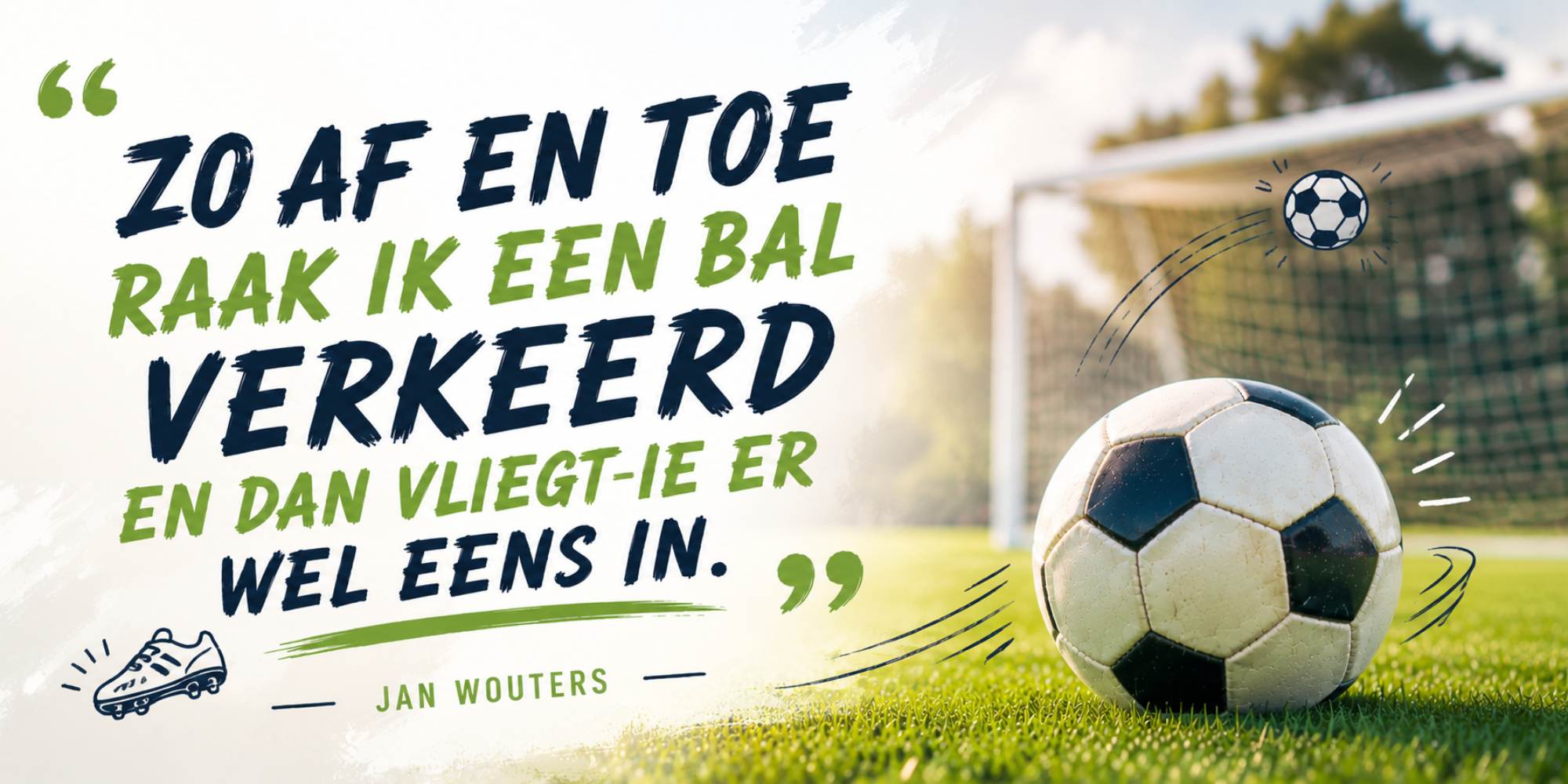 “Zo af en toe raak ik een bal verkeerd en dan vliegt-ie er wel eens in.”  Jan Wouters