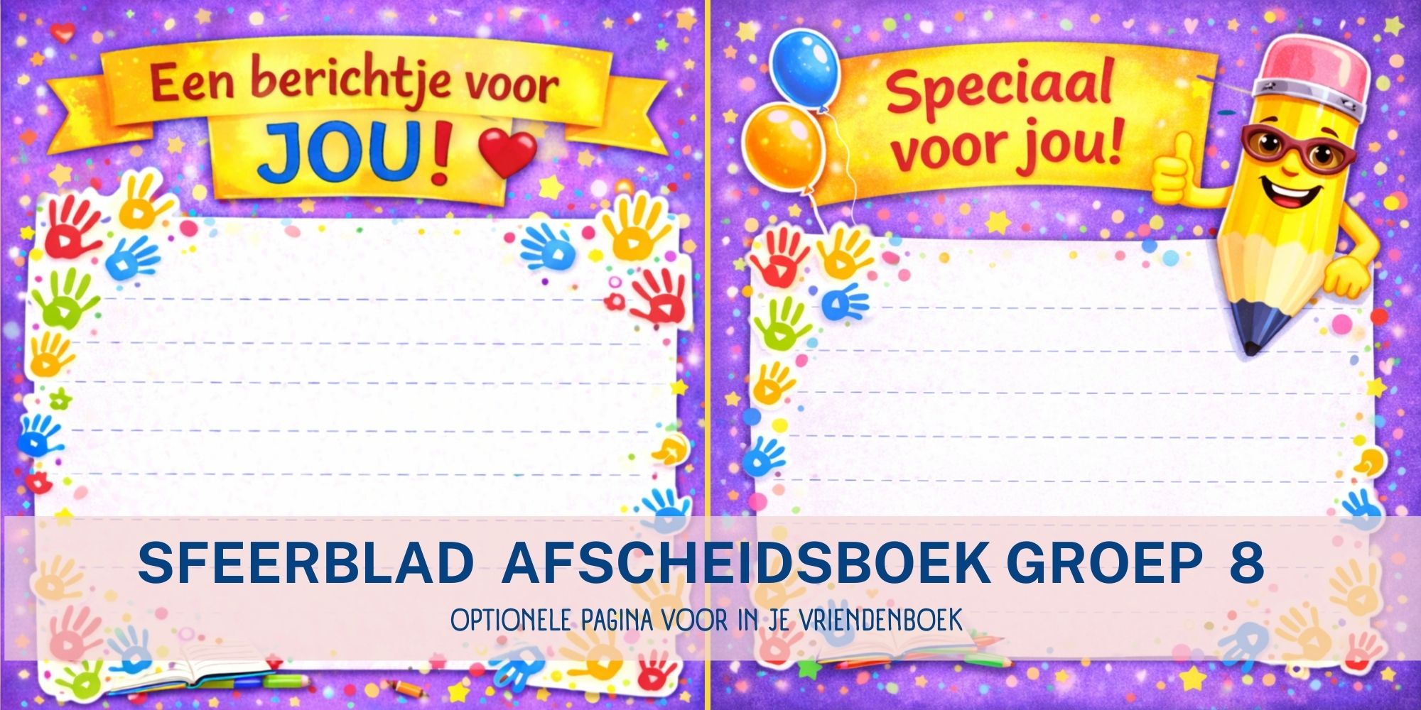 Invulpagina berichtjes klasgenoten – afscheidsboek groep 8