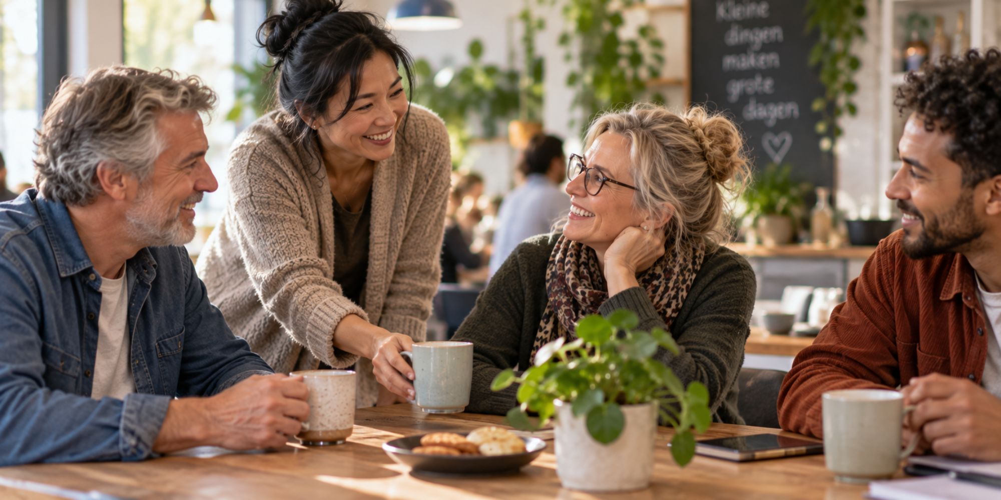 vrienden die aandacht voor elkaar hebben en samen lachen