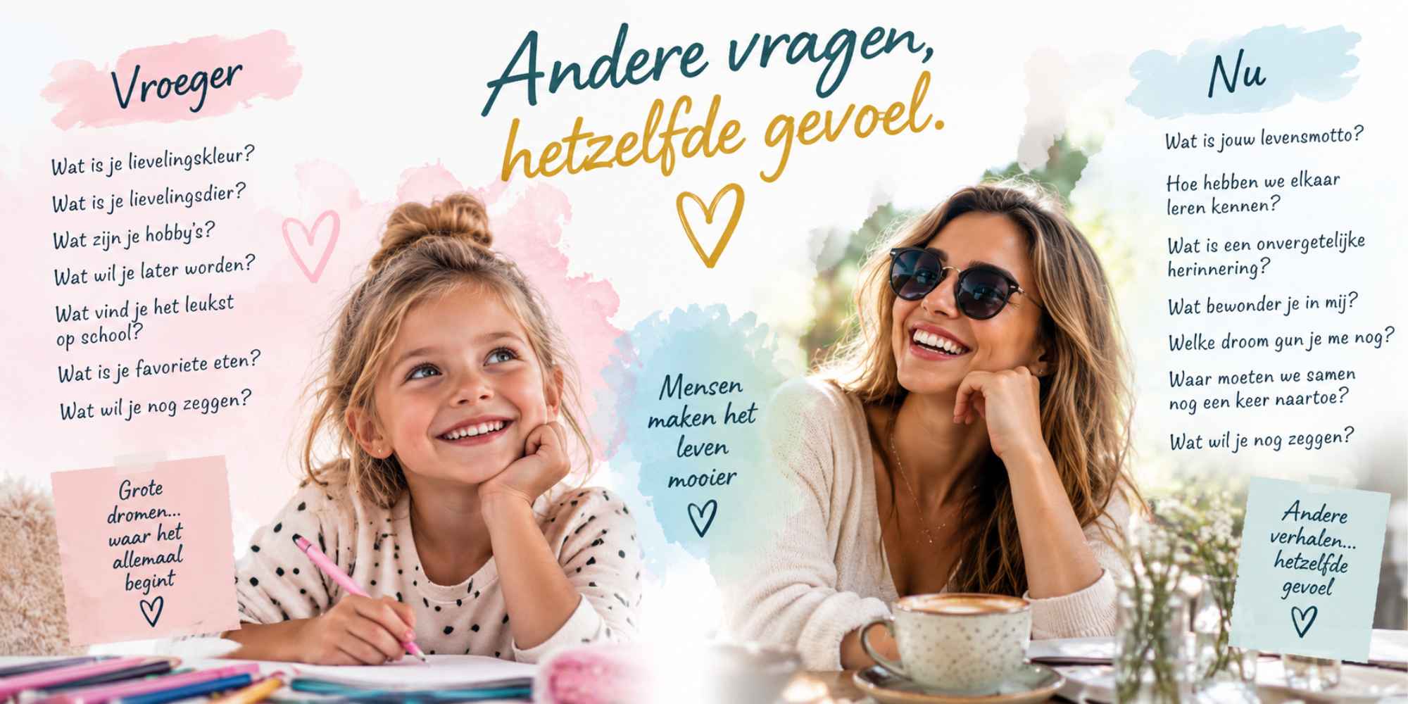 vragen in een vriendenboekje voor kinderen en volwassenen