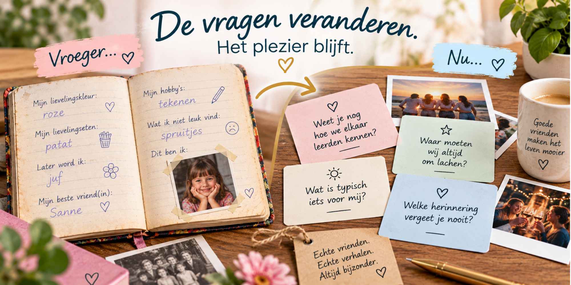 vriendenboekje vroeger en vriendenboek voor volwassenen met leuke vragen