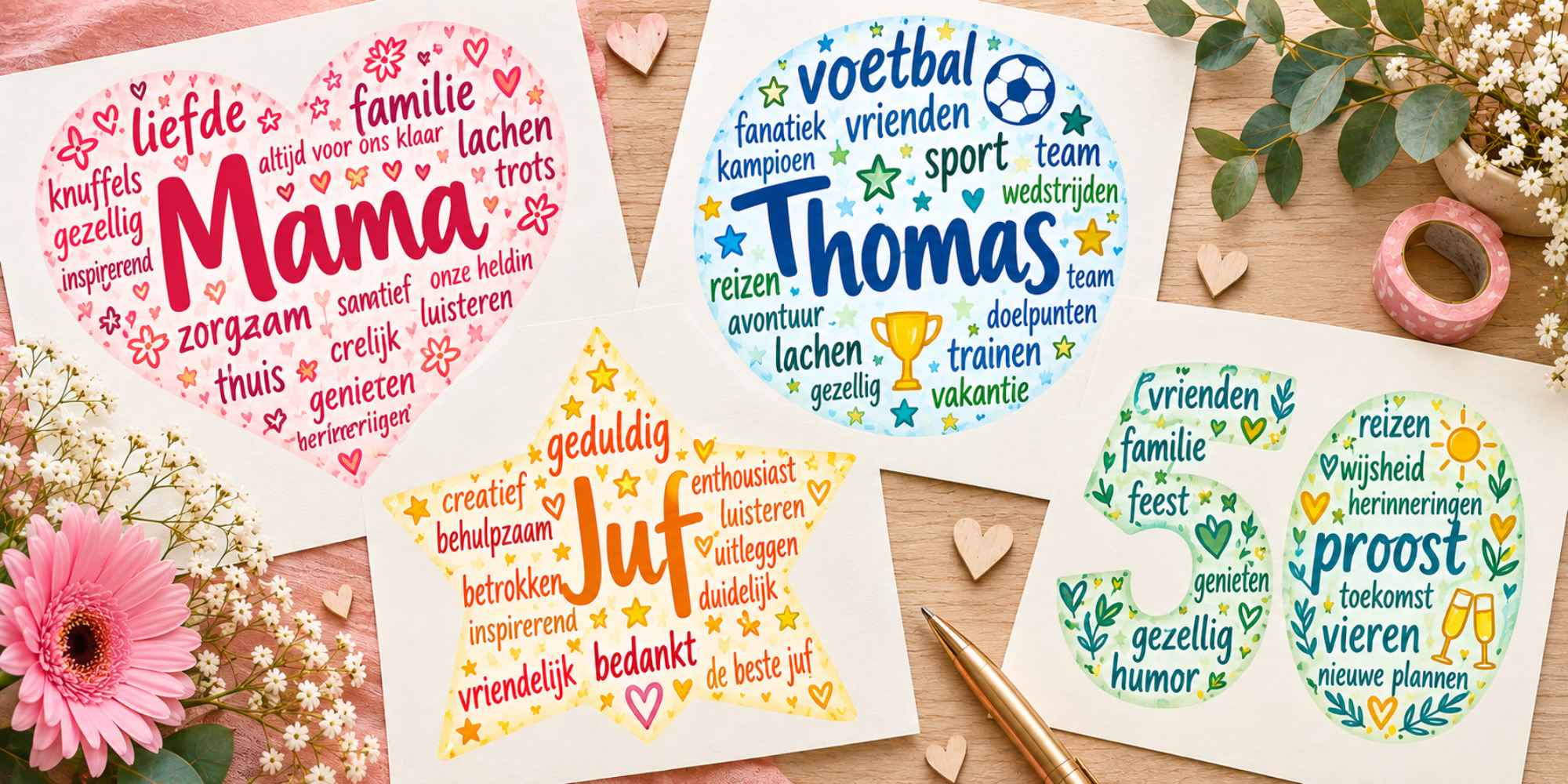 voorbeelden van persoonlijke woordenwolken voor een verjaardag huwelijk pensioen en vriendenboek