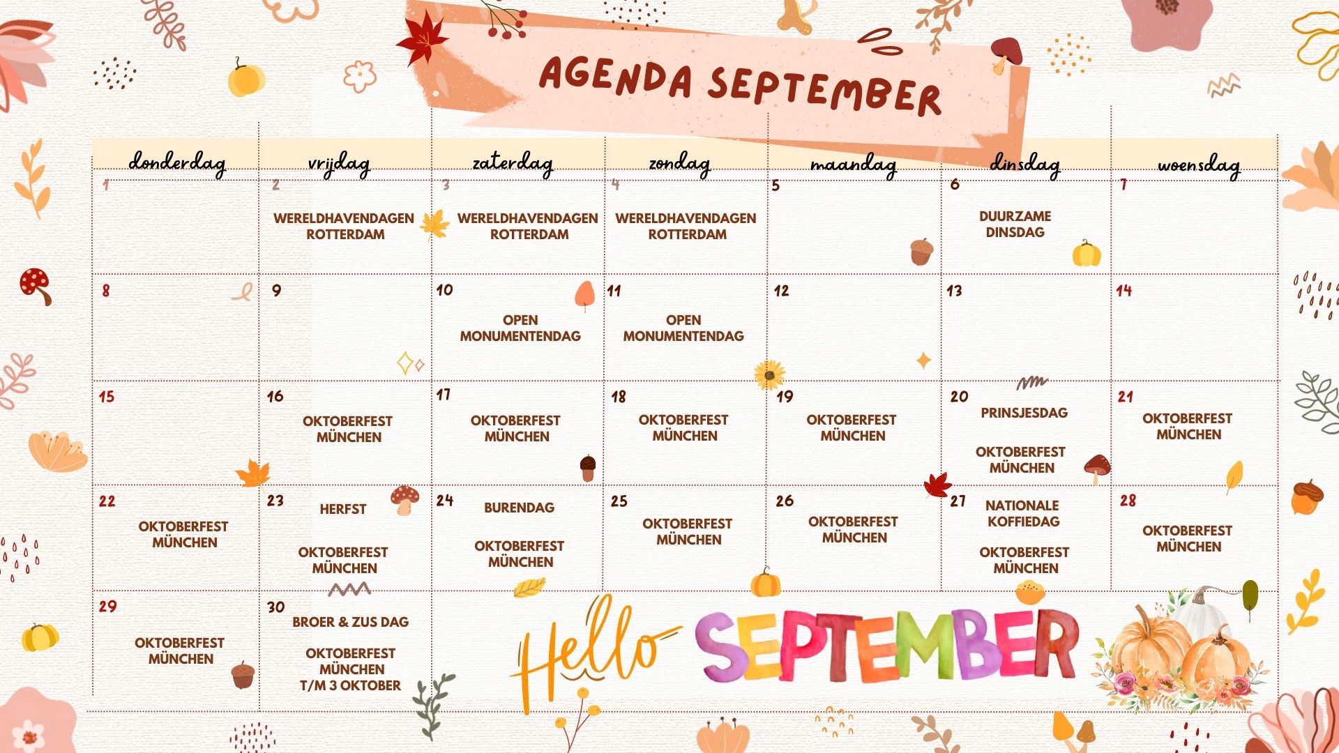 agenda september 2022 aktiviteiten