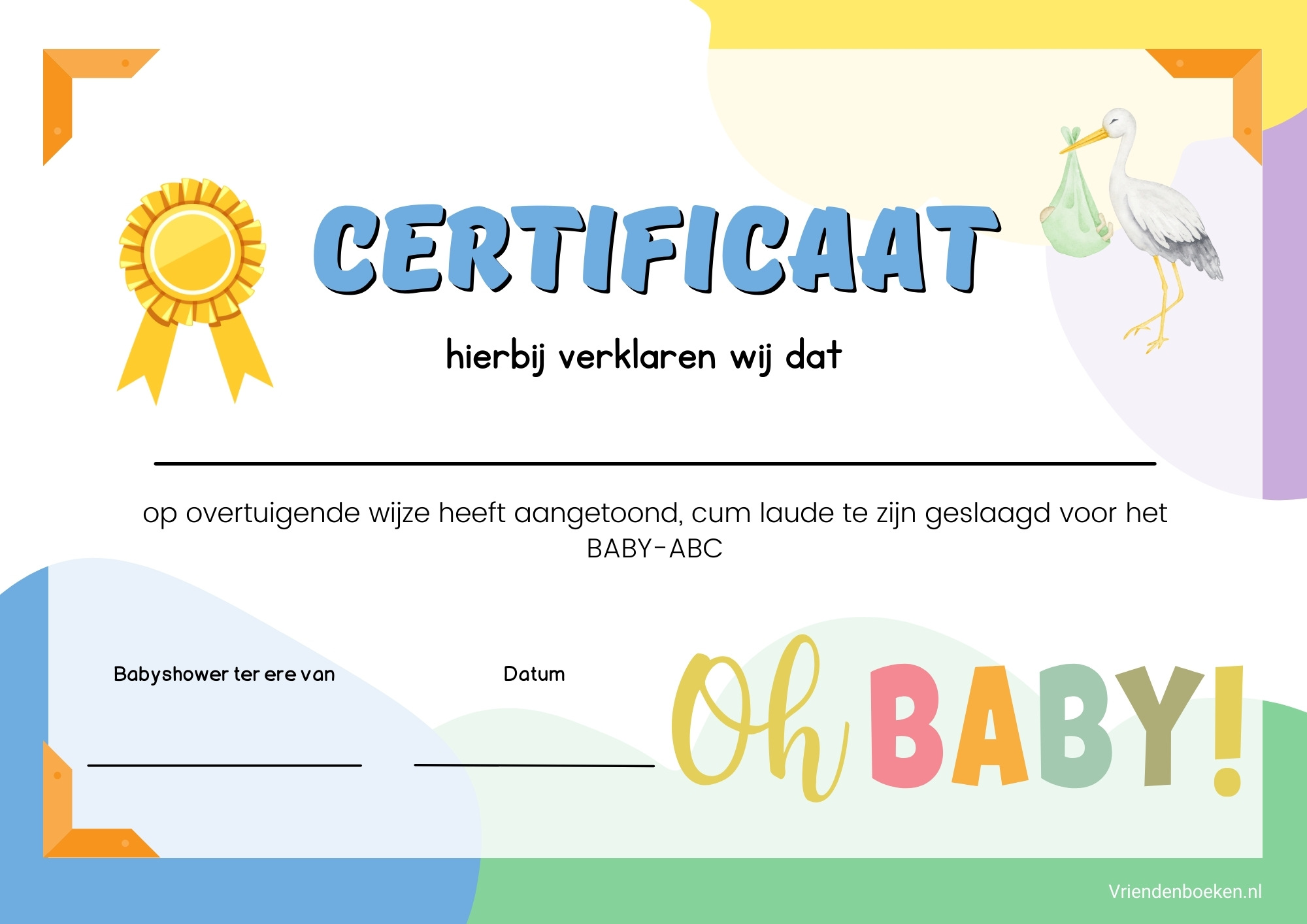 babyshower certificaat voorkant