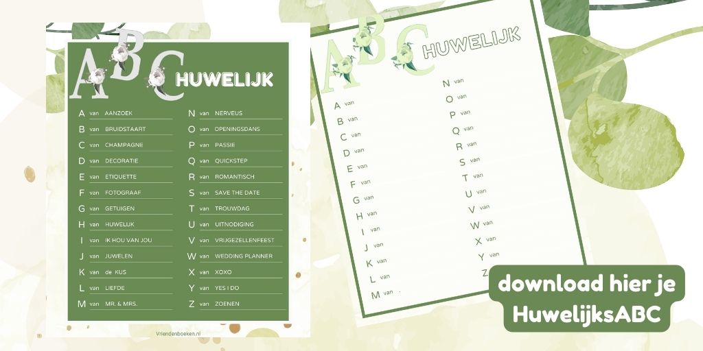 HuwelijksAlfabet met gratis invulformulieren