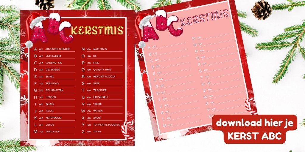 Voorbeeld Kerst ABC woorden kerstmis