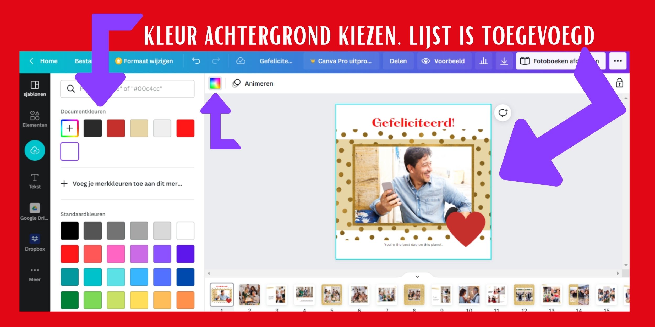 15 lijst toegevoegd kleur achtergrond kiezen