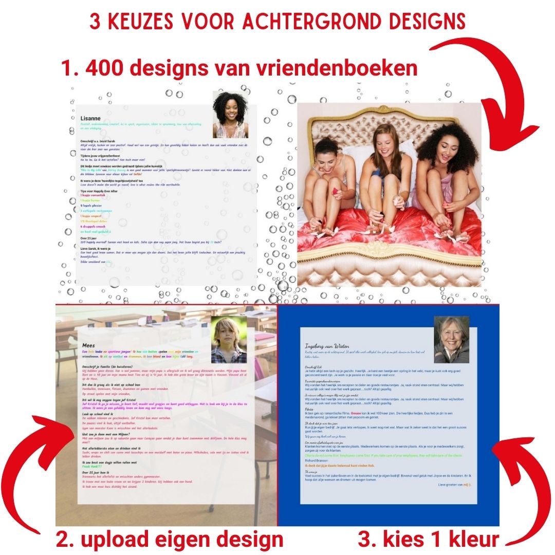 keuze achtergrond designs voor je vriendenboek