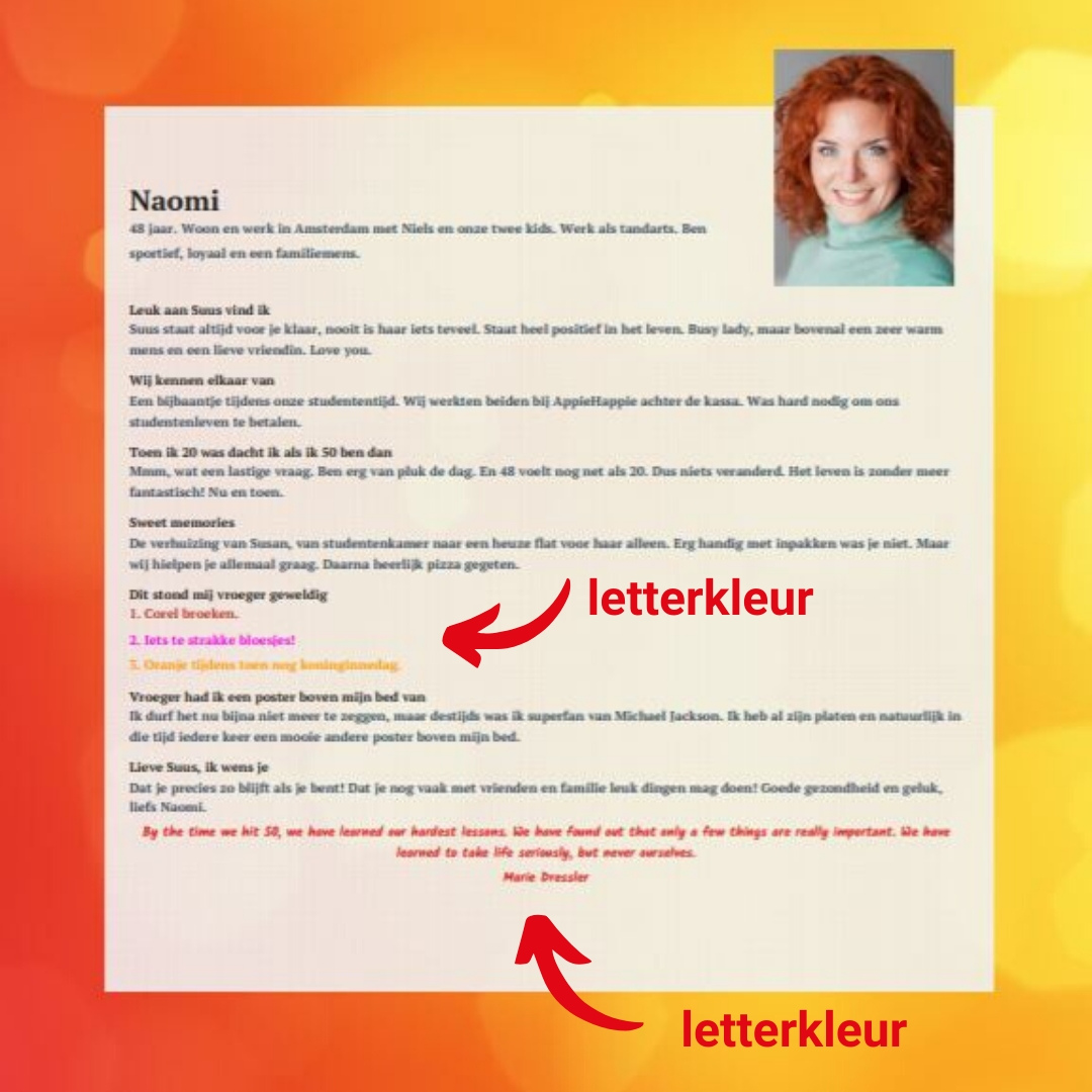 letterkleur kiezen vriendenpagina vriendenboek vriendenboekje