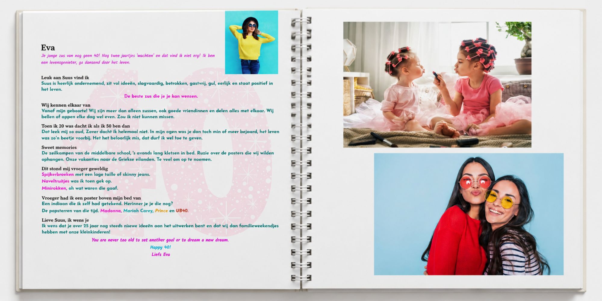 voorbeeld vriendenboek als gezamenlijk cadeau voor een surprise party en verjaardag