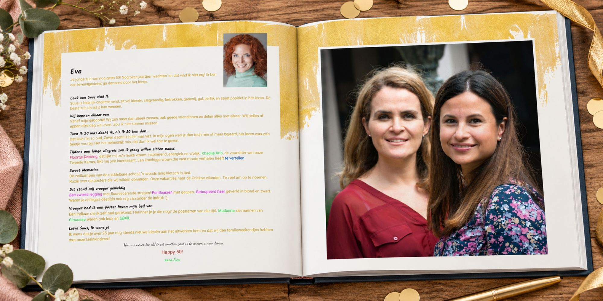 Vriendenpagina in een vriendenboek voor een verjaardag