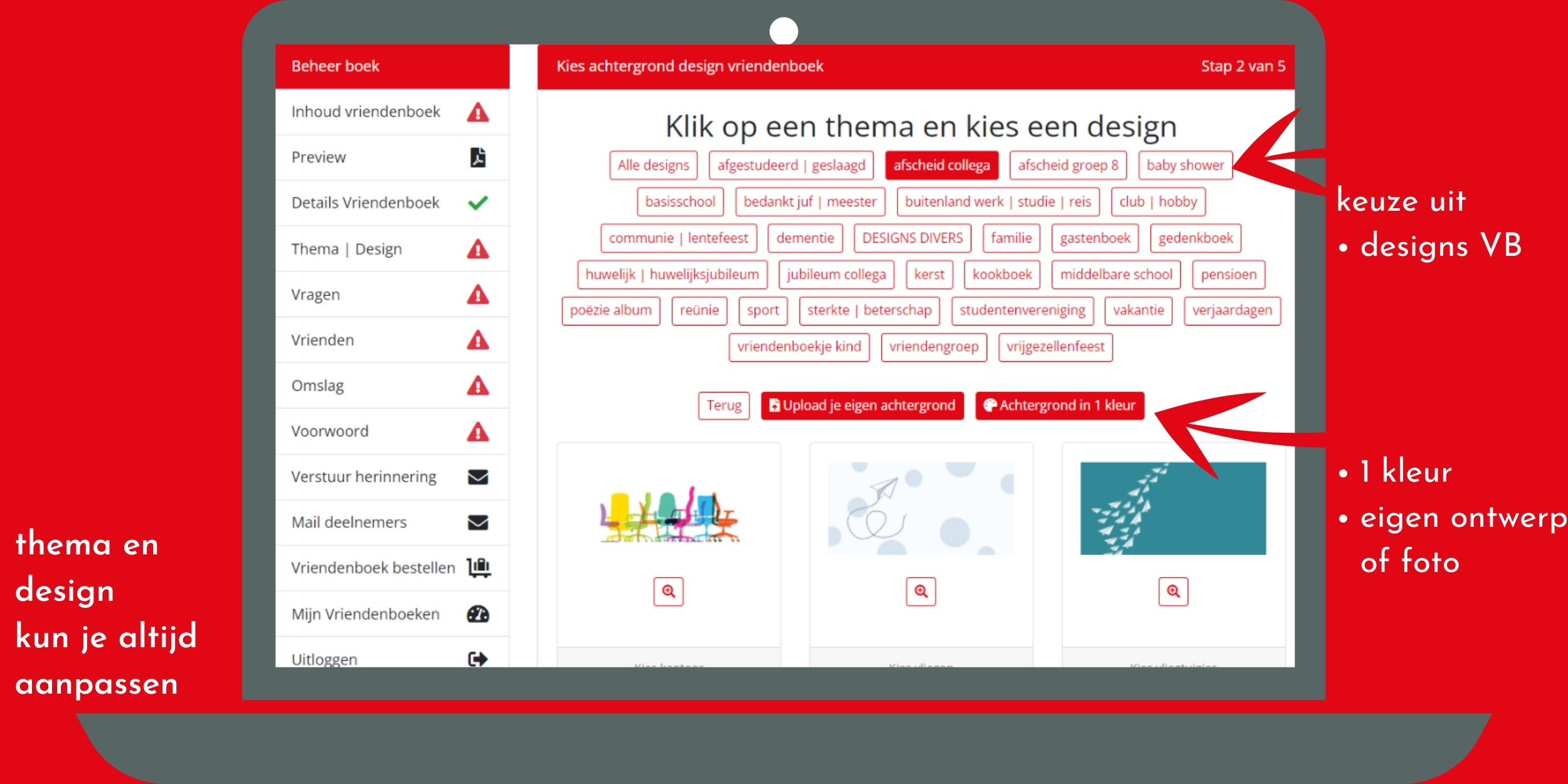 uitleg thema en design kiezen voor je vriendenboek