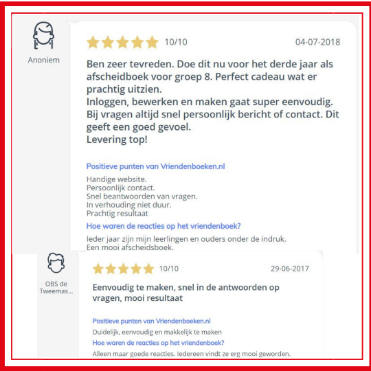 review afscheidsboek groep  8 vriendenboekje