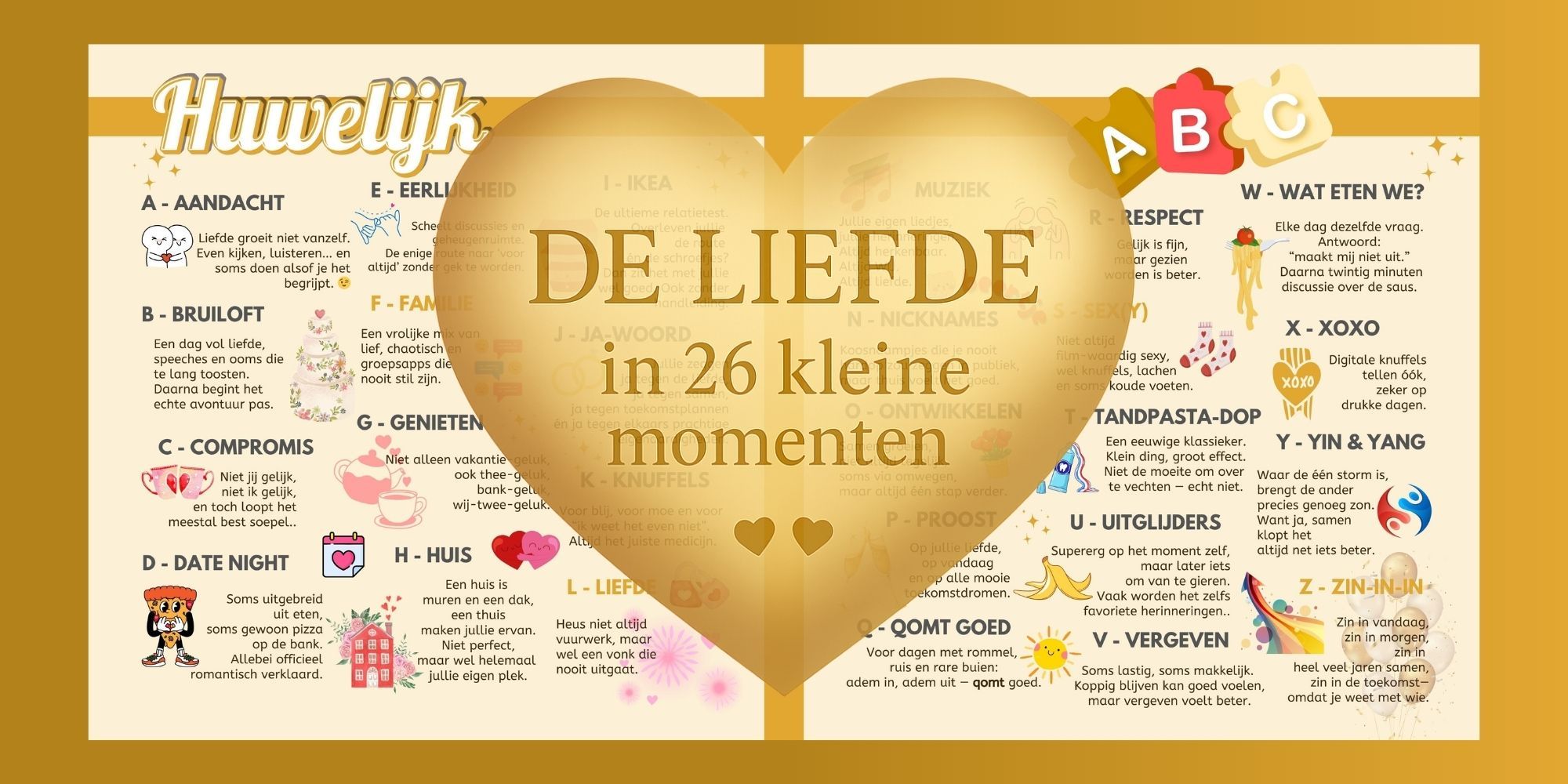 alfabet ABC huwelijk voor in vriendenboek